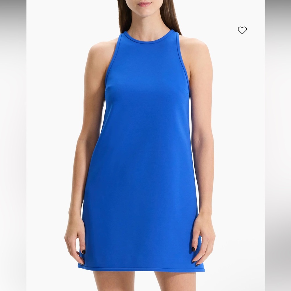 $365 NWT Theory Women's Sleeveless A-line  Mini Tailor Crepe Blue Dress, Size 10